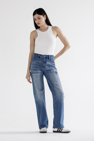Utility Straight Leg Jeans By Mica  - PREORDER