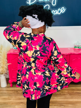 Iris Fuchsia Floral Baby Doll Top