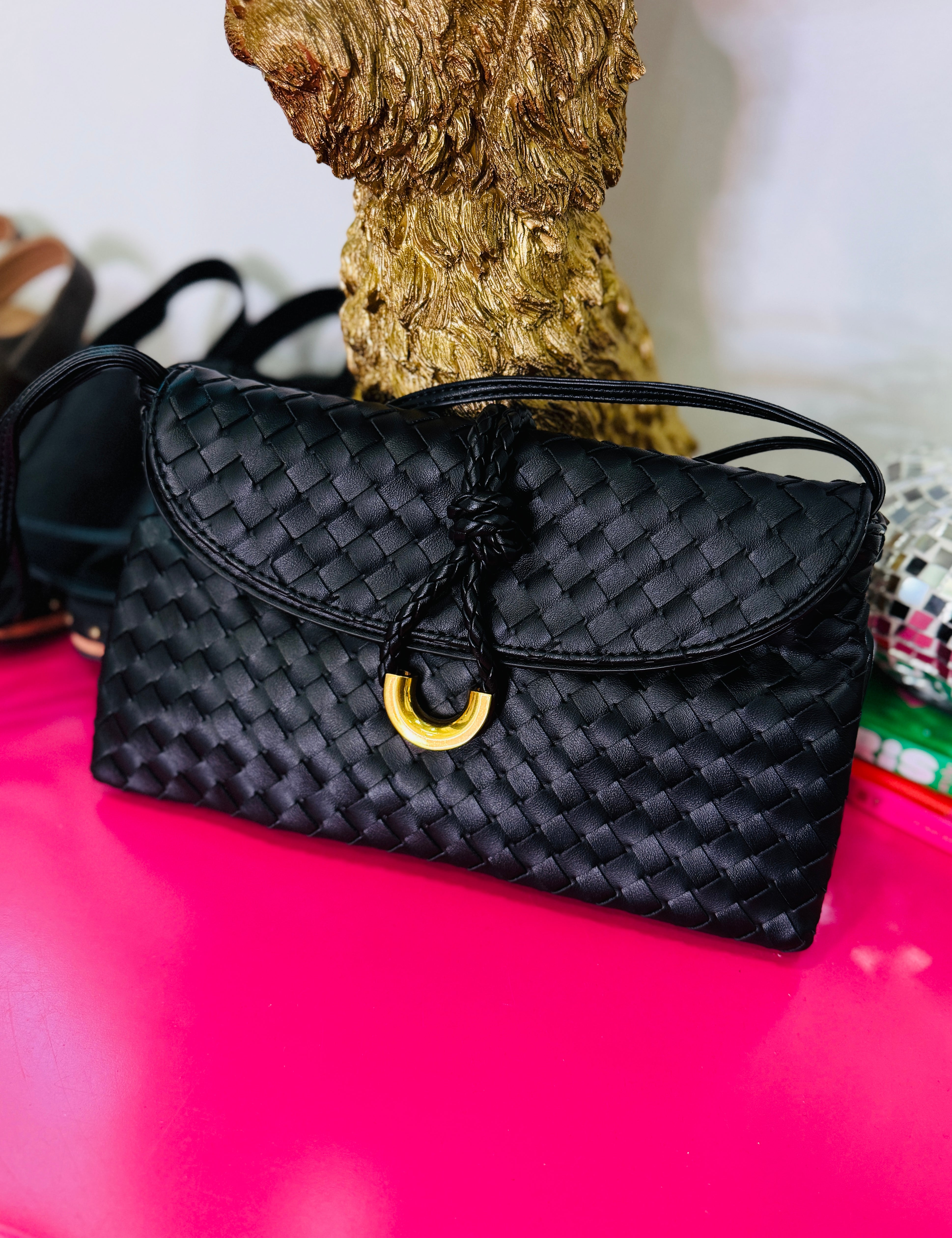 Marcie Woven Handbag - Black - FINAL SALE