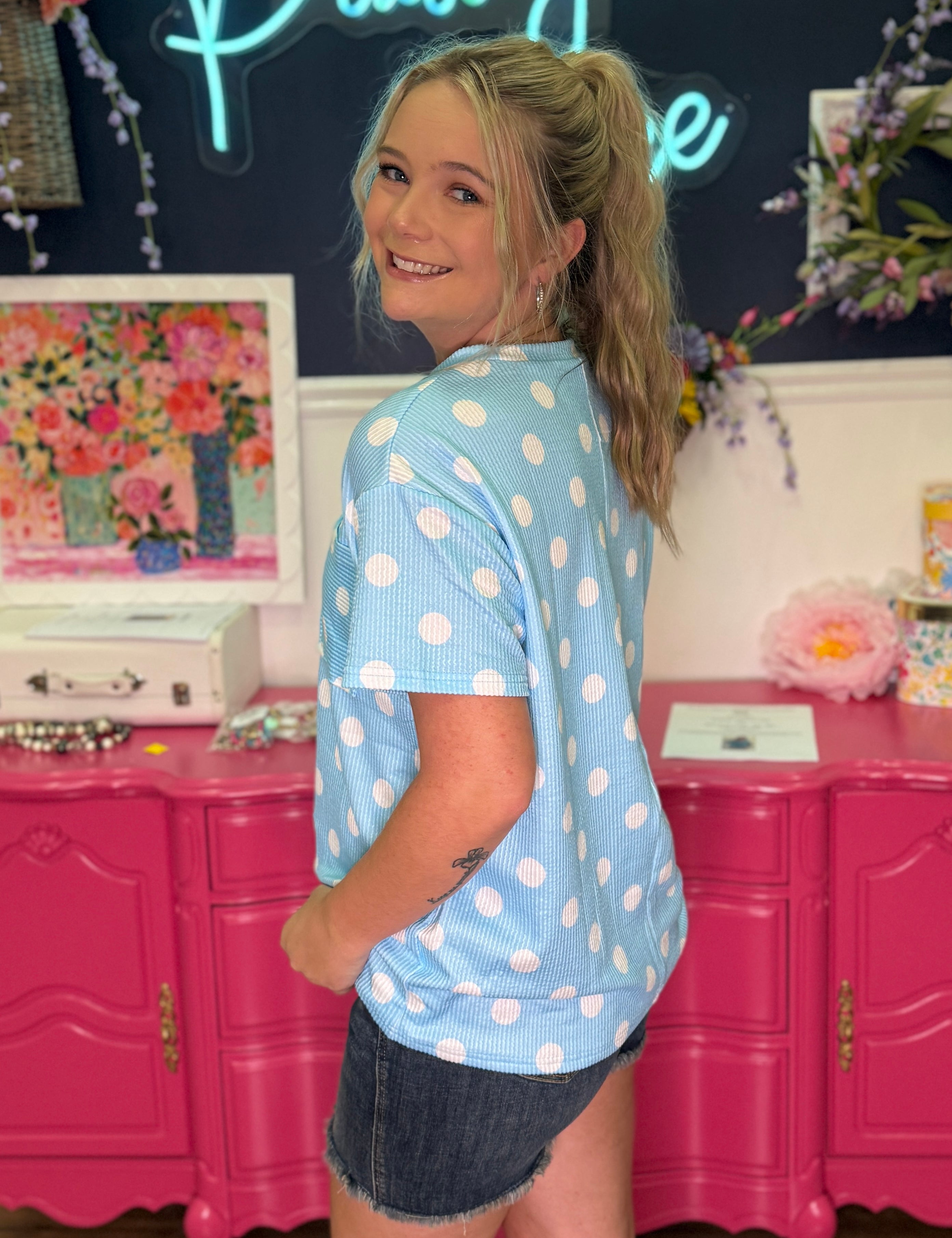 Spotted In Blue Top