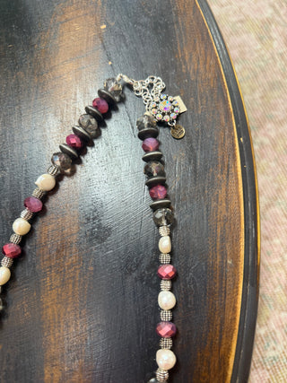 Mixed Bead Necklace - Pink/White