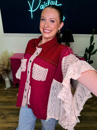 POL 3/4 Sleeve Roomy Fit Double Gauze Top