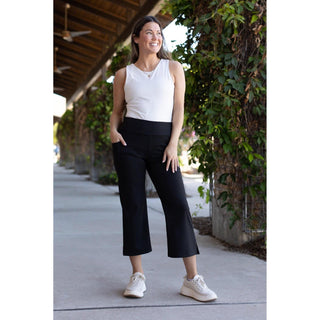 Julia Rose The Gabriella black high-waisted gaucho pants, Women wearing black gaucho pants high waisted