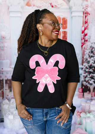 Holly Pink Sequin Candy Cane Top