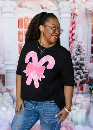 Holly Pink Sequin Candy Cane Top