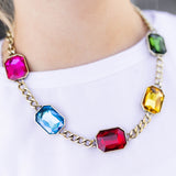 Sarah Rectangle Crystal Necklace - Multi