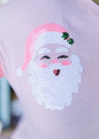 Pink Sequin Santa Long Sleeve Top - HOLIDAY CHEER