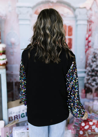Holly Jolly Sequin Sleeve Top
