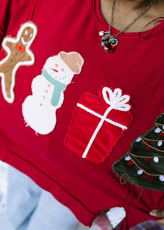 Eve Festive Corduroy Patch Pullover - HOLIDAY CHEER