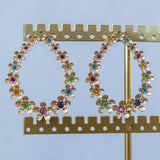 Carina Teardrop Flower Earrings - Gold/MUlti