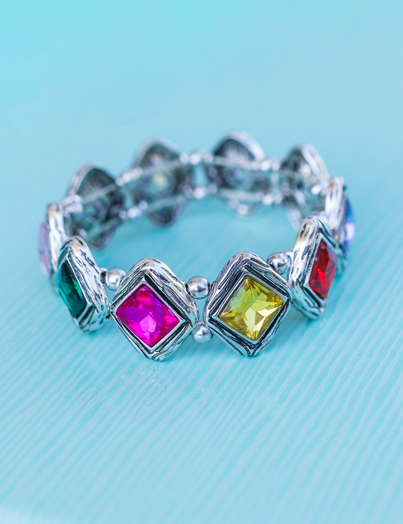 Mika Rainbow Crystal Stretch Bracelet