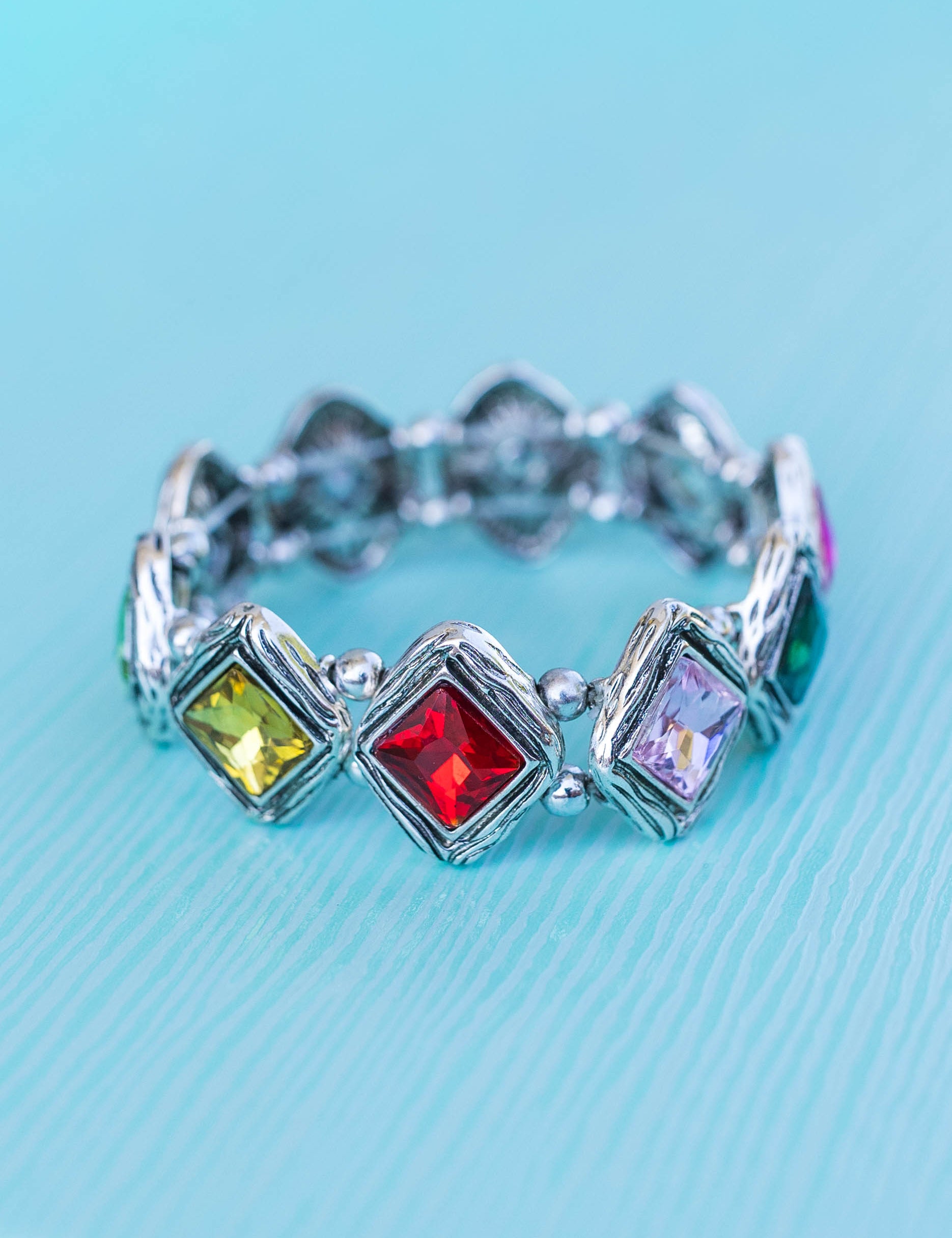 Mika Rainbow Crystal Stretch Bracelet