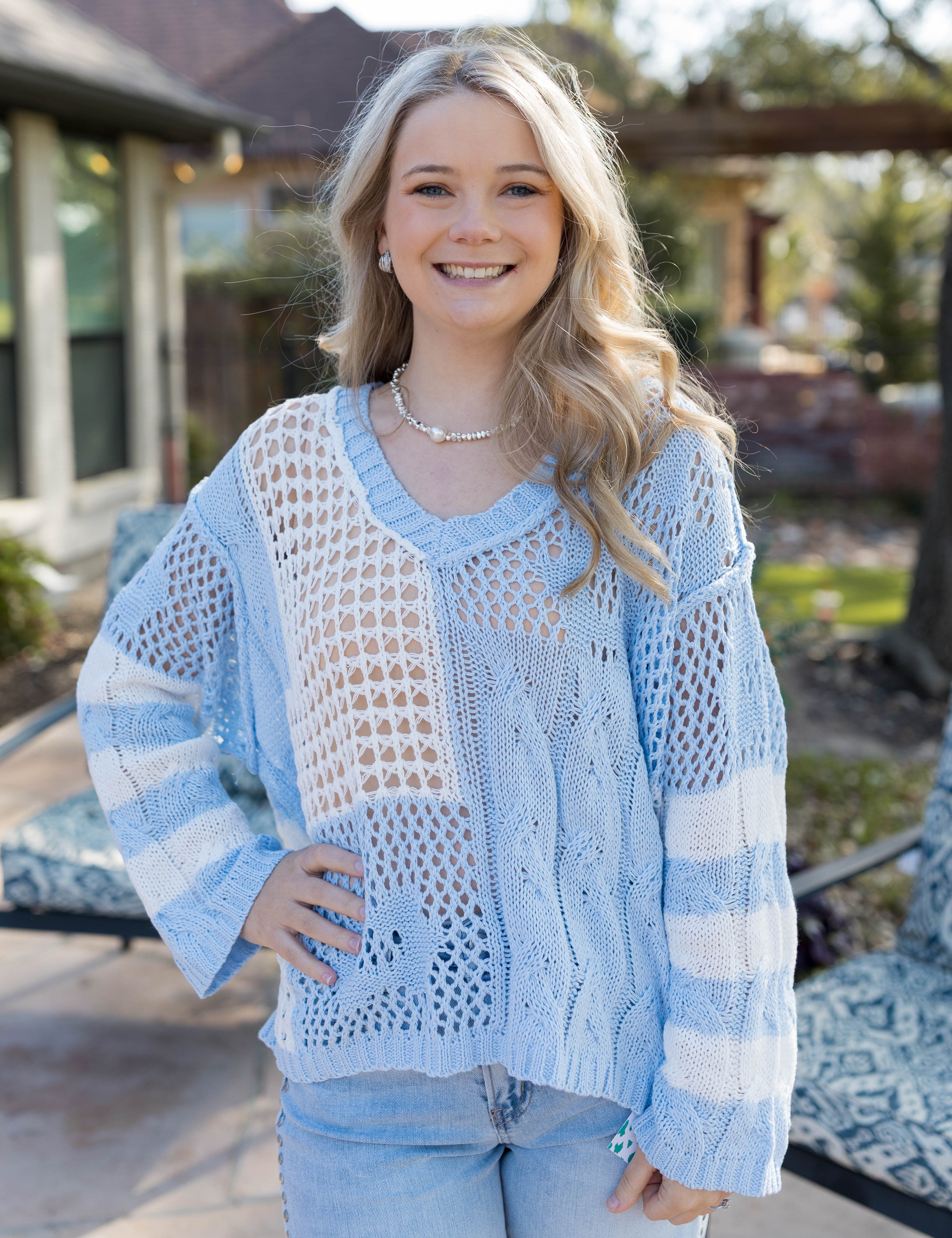 Out Of Office Energy Sweater - Sky Blue