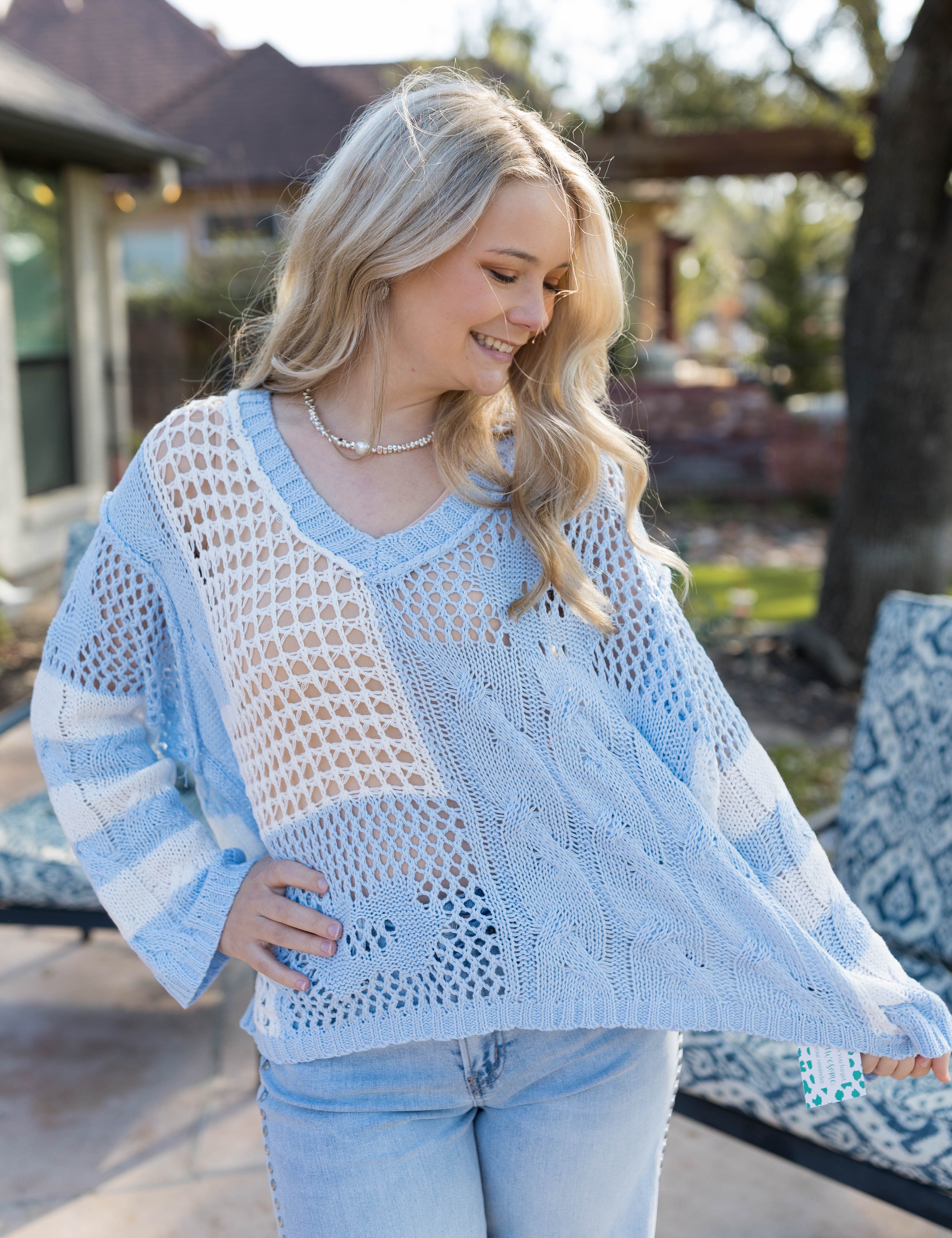 Out Of Office Energy Sweater - Sky Blue