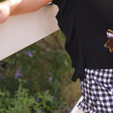 PREORDER- Sideline Sparkle Ruffle Top- Black