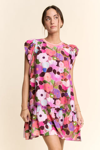 Ruffle Sleeve Floral Dress  - PREORDER
