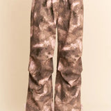 Washed Camo Drawstring Parachute Pants - PREORDER