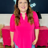 Dear Scarlett Lizzy Smocked Top - Fuchsia - FINAL SALE