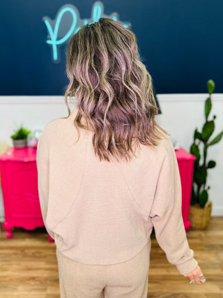 Taupe Ribbed Zip Up Jacket