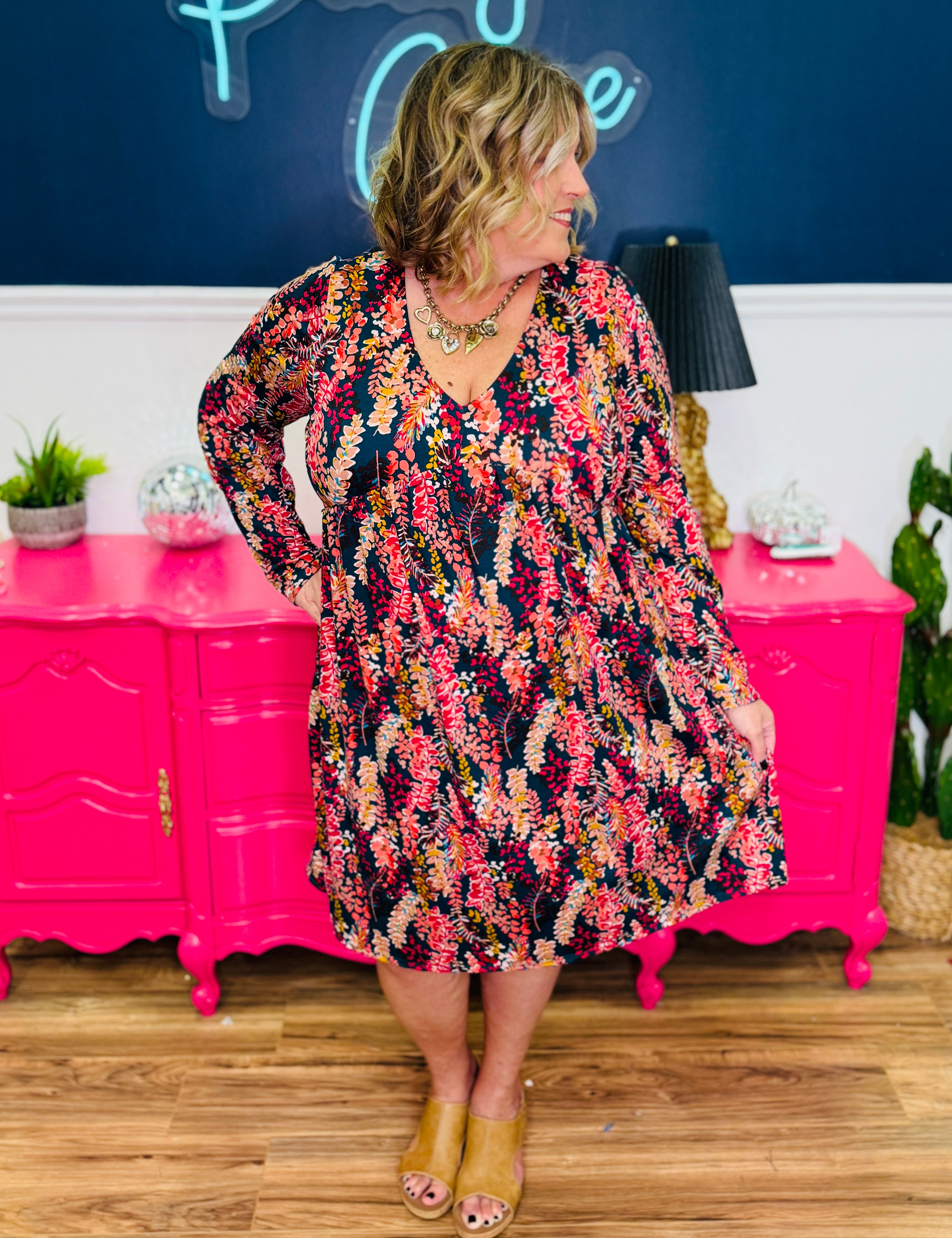Empire Waist Multicolor Midi Dress - LAST ONES FINAL SALE