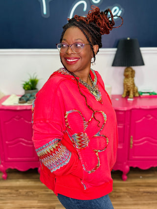 Daisy Patch Washed Terry Hoodie Pullover