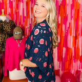 Always In Bloom Cardigan By POL - Navy Rouge