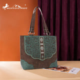 Montana West Embossed Floral Tote Bag - Turquoise