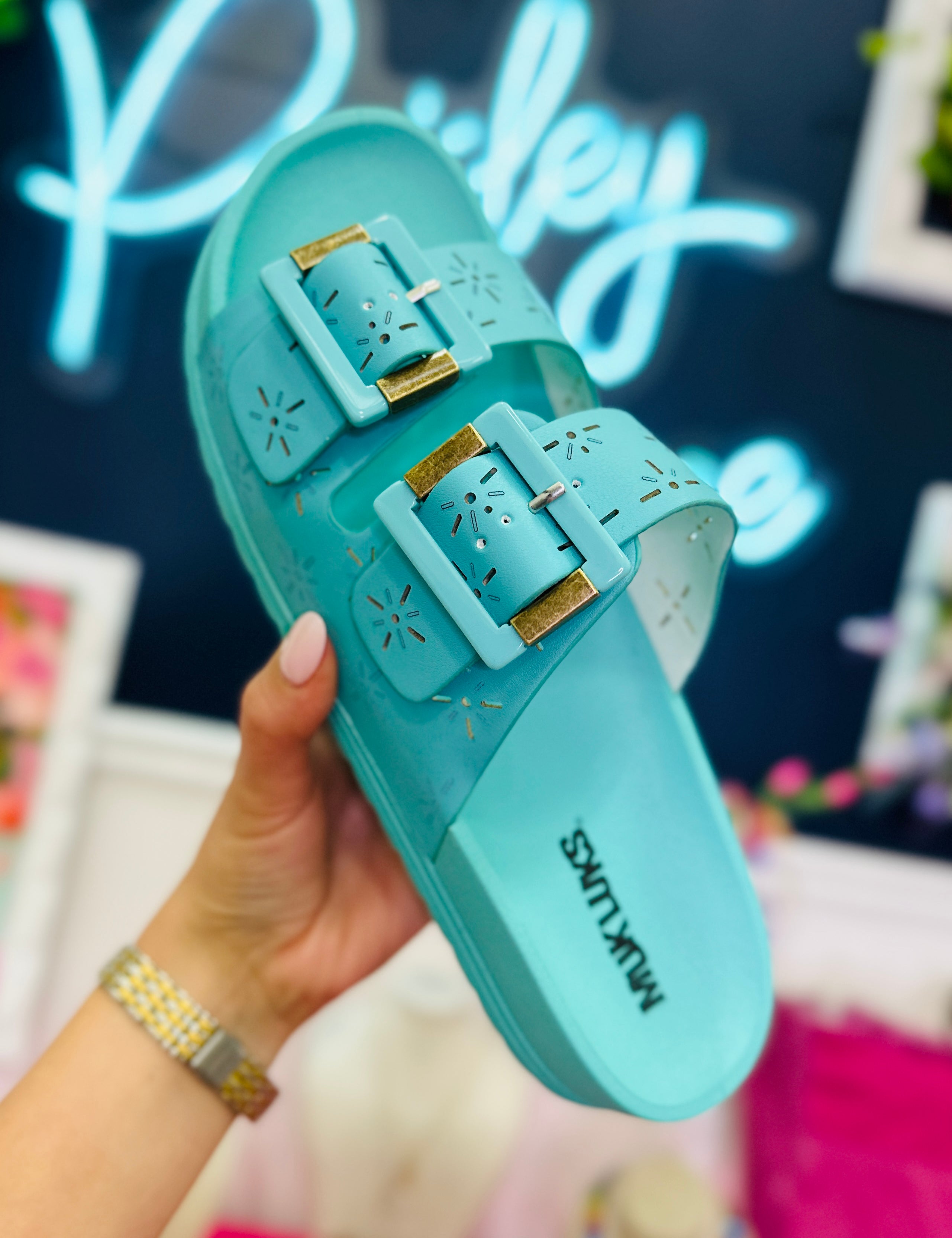 Grand Cayman Slide Sandals - Turquoise