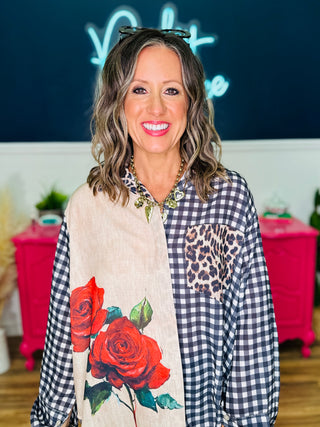 Isolde Bold Floral Patchwork Top - FINAL SALE