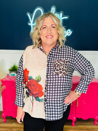 Isolde Bold Floral Patchwork Top - FINAL SALE