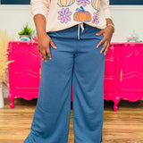 Ainsley Scuba Drawstring Pants - Dusty Blue - LAST ONES FINAL SALE