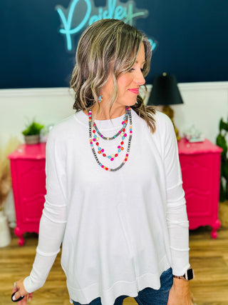 White Stitch Cashmere Sweater