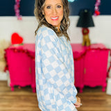 Riley French Terry Pullover- Blue Checkered - FINAL SALE