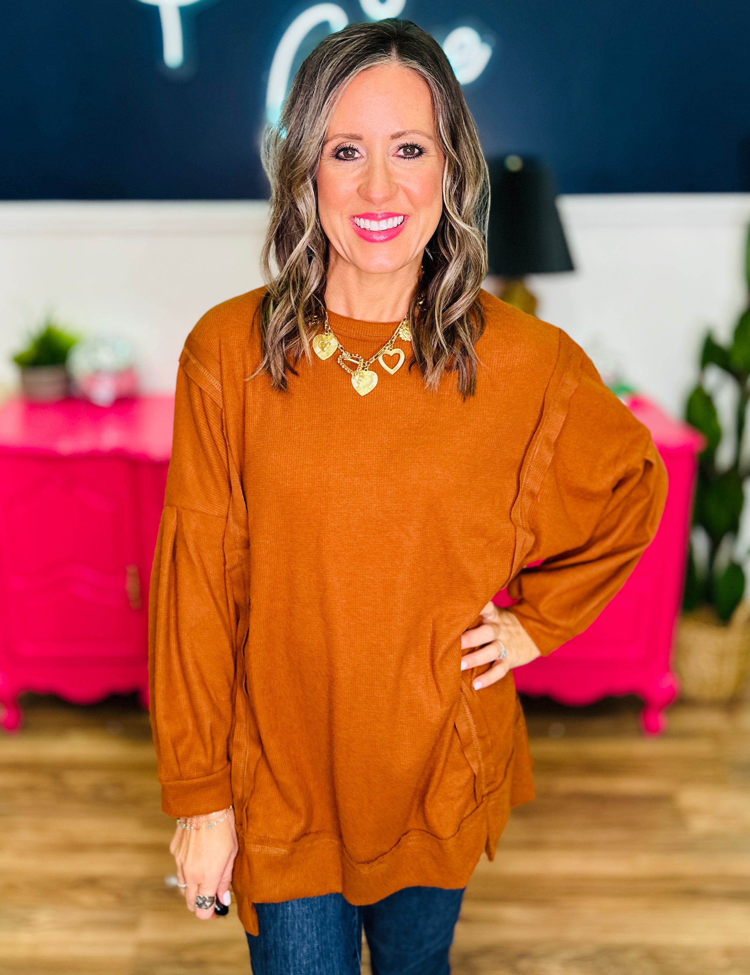 Long Sleeve Top - Rust - LAST ONES FINAL SALE