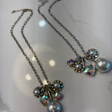 Poppy Pearl Charm Necklace - Silver