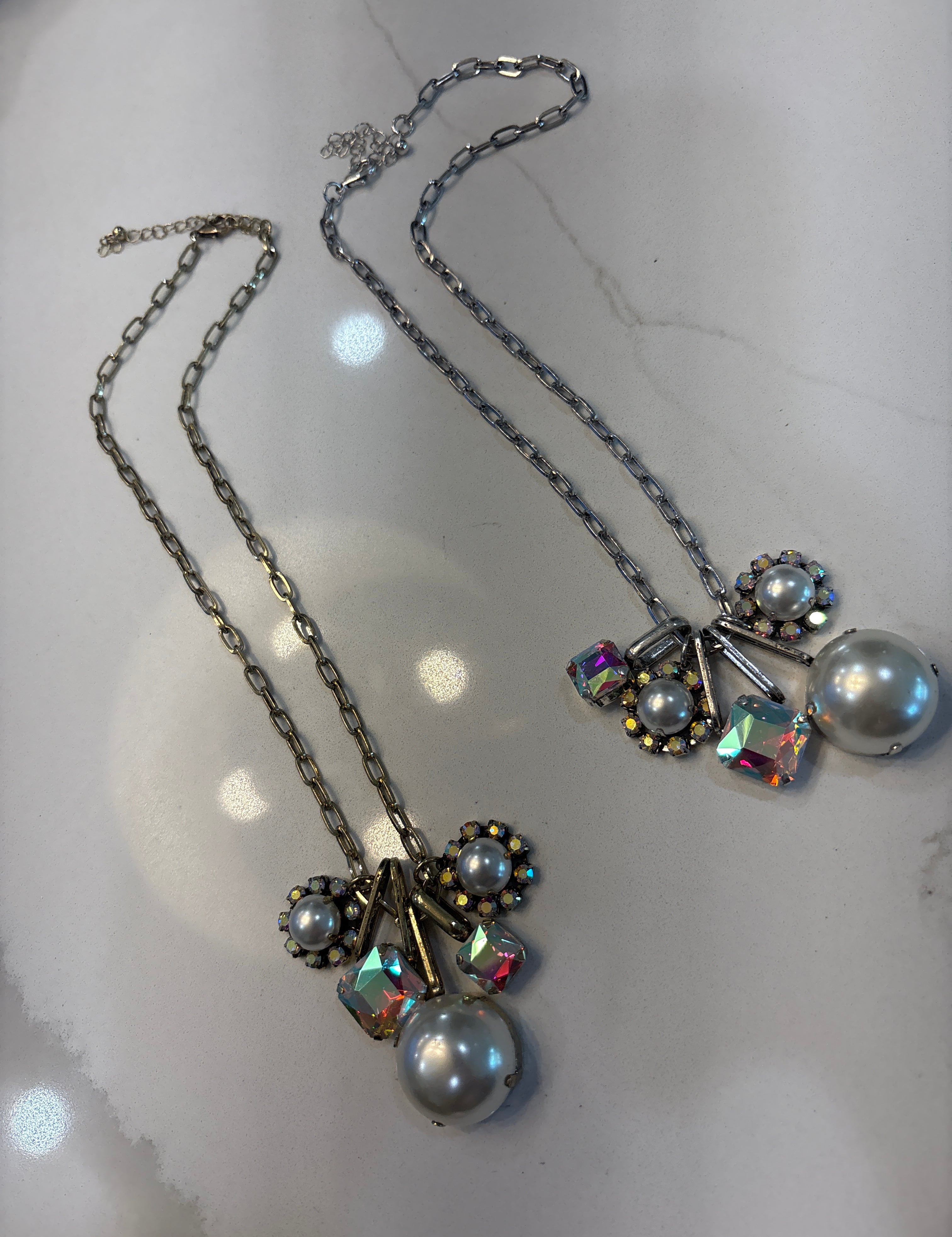 Poppy Pearl Charm Necklace - Silver