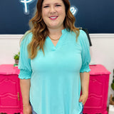Dear Scarlett Lizzy Smocked Top - Crushed Mint - FINAL SALE