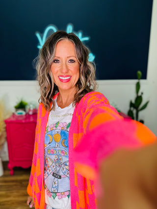 Light Weight Checkerboard Cardigan - FINAL SALE