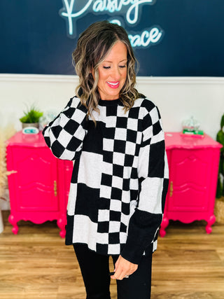 Gabby Long Sleeve Checkered Sweater