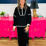 French Terry Pullover Top - Black - FINAL SALE