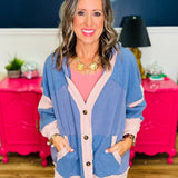 Washed Colorblock Cardigan Mixed Media - LAST ONES FINAL SALE