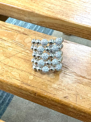 Silver & Crystal Adjustable Ring