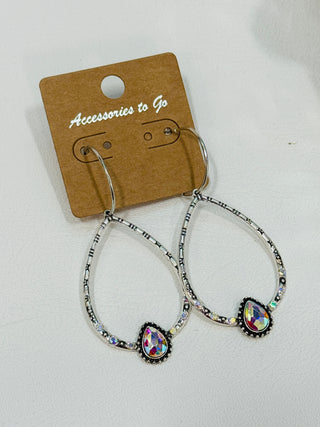 Silver Teardrop Earrings with Teardrop jewel