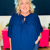 Solid Airflow Batwing 3/4 Sleeve Top - Navy - LAST ONES FINAL SALE