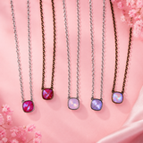 DEAL Austrian Square Crystal Chain Necklace 12mm - 5 Styles