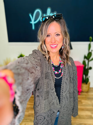 POL Stay Forever Cardigan - Ink Charcoal