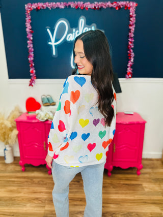 Allegra - Multi Colored Hearts Sweater