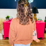 DEAL - Rib And Floral Patchwork Pullover Top - LAST ONES FINAL SALE