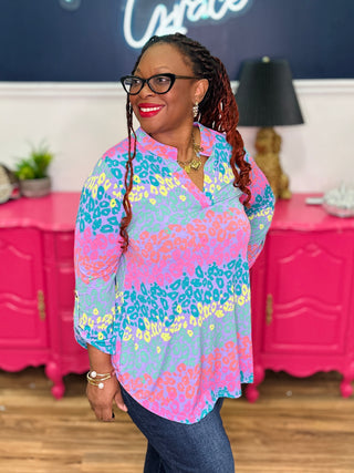 DEAL - Dear Scarlett Lizzy Top In Lilac Multi Animal Print