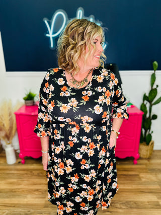 Floral Midi Dress With Pockets